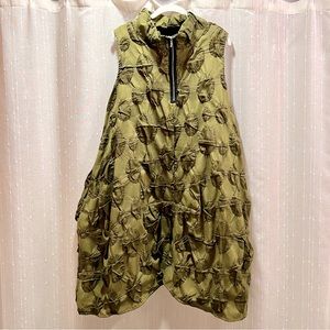 Kozan Olive Green Polka Dot Sleeveless Dress